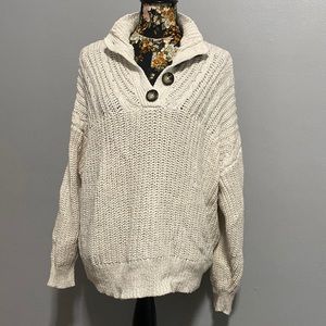 Aerie Oversized Henley Pullover Sweater